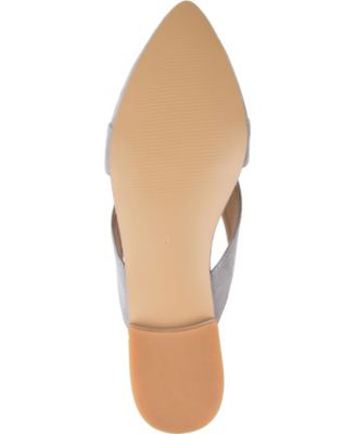 JOURNEE COLLECTION Womens Grey Gray Crisscross Straps Padded Comfort Giada Almond Toe Slip On Mules