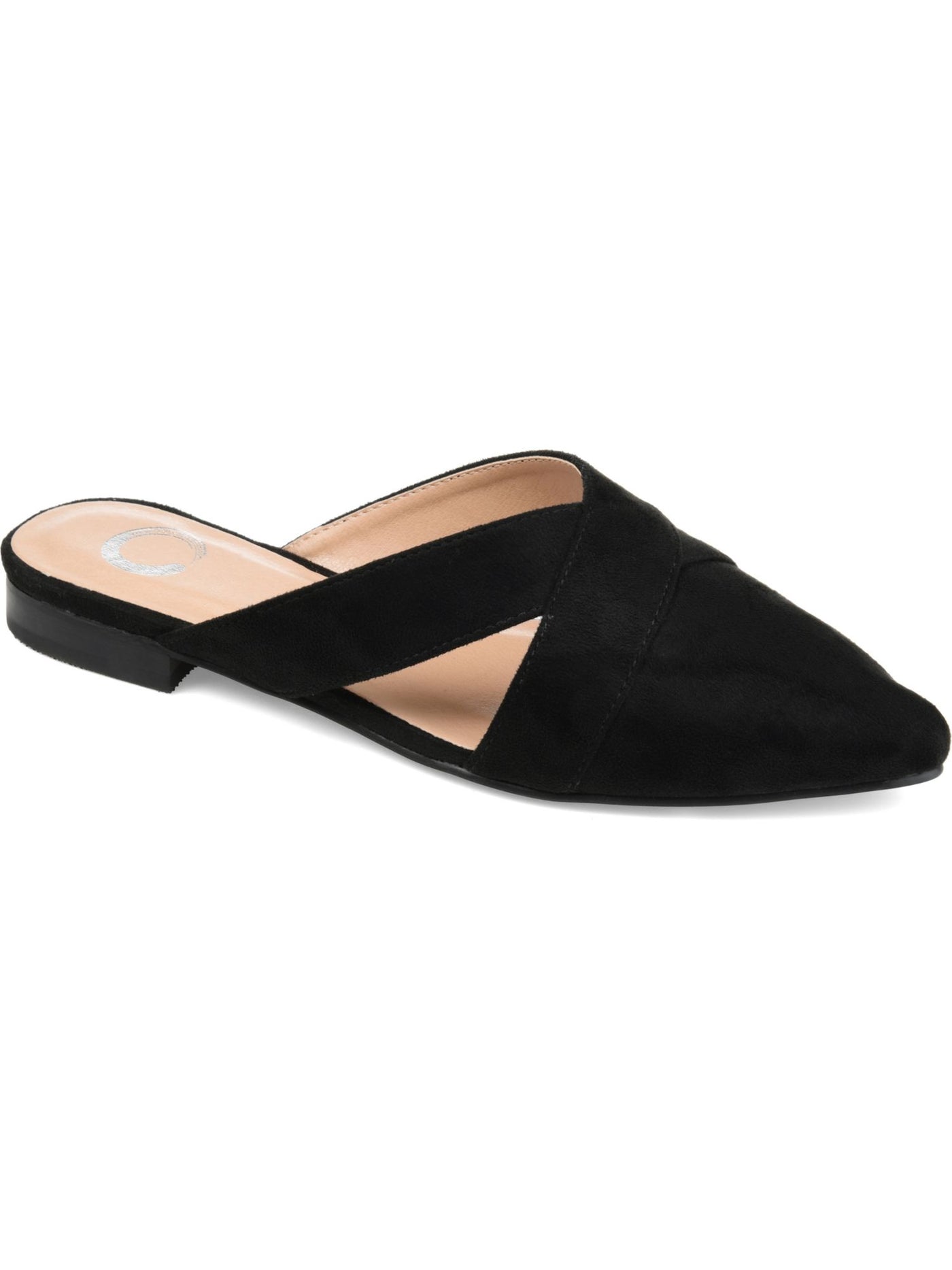 JOURNEE COLLECTION Womens Black Crisscross Straps Padded Giada Almond Toe Block Heel Slip On Mules 7 M