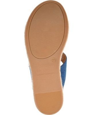 JOURNEE COLLECTION Womens Blue 1-1/2" Platform Faux Denim Cushioned Alissa Round Toe Wedge Slip On Espadrille Shoes M