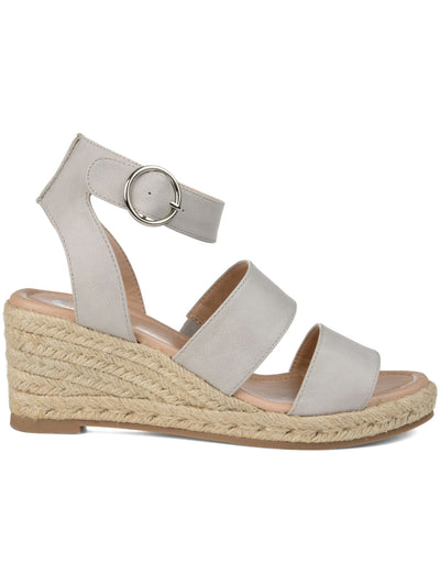 JOURNEE COLLECTION Womens Gray Open Toe Wedge Buckle Espadrille Shoes 8.5