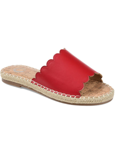 JOURNEE COLLECTION Womens Red Scalloped Padded Marjan Round Toe Slide Sandals Shoes 6.5 M