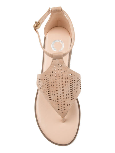 JOURNEE COLLECTION Womens Beige Memory Foam Cushioned Niobi Open Toe Buckle Sandals Shoes 7.5 M