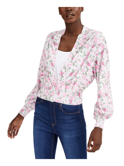 INC Womens Pink Floral Long Sleeve Open Cardigan Button Up Sweater Size: XL\XXL