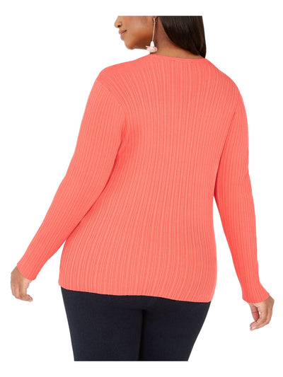 INC Womens Orange Long Sleeve Surplice Neckline Sweater Plus 2X