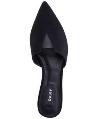 DKNY Womens Black V-Notch Cutout Translucent  Vinyl Panel Cushioned Ali Pointed Toe Slip On Mules 8.5 M