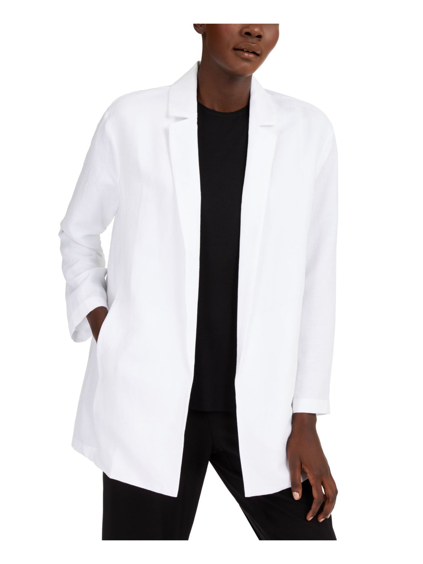 EILEEN FISHER Womens White Pocketed Blazer Jacket XS