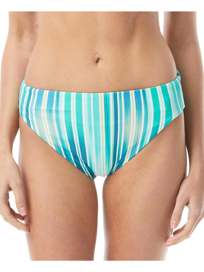 VINCE CAMUTO Women's Blue Striped Pull On Reversible High Leg Swimsuit Bottom S