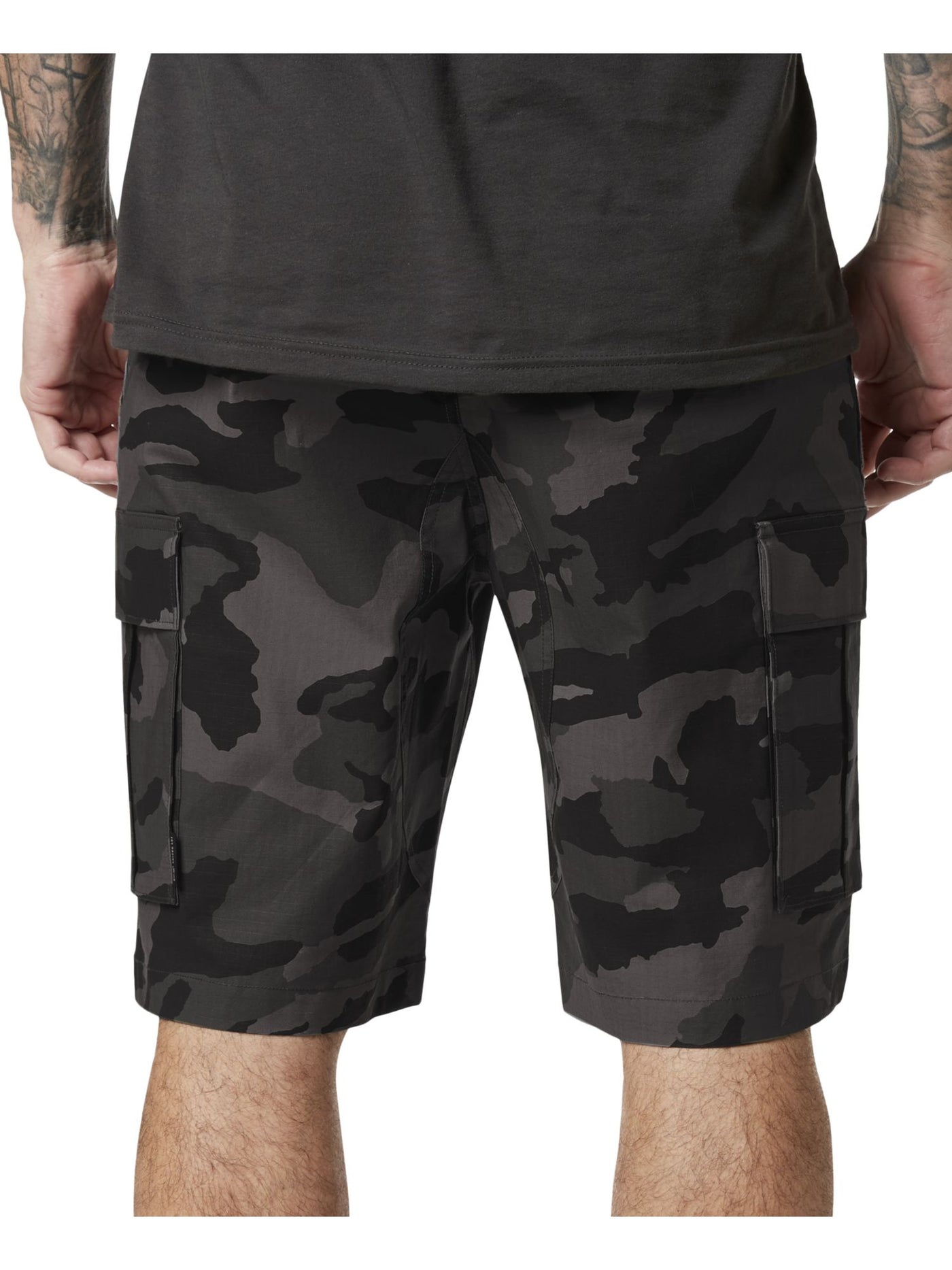 HYBRID APPAREL Mens Slambozo Gray Flat Front, Camouflage Stretch Cargo Shorts 30