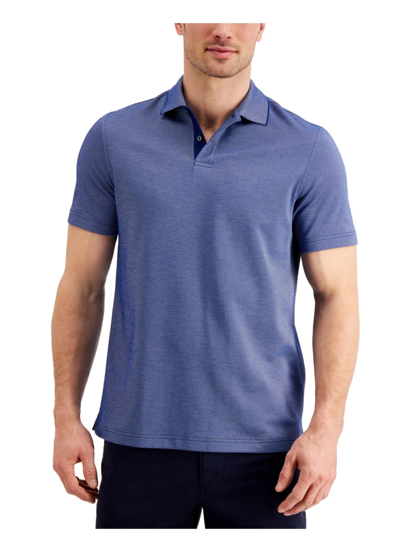 TASSO ELBA Mens Blue Pinstripe Classic Fit Polo S