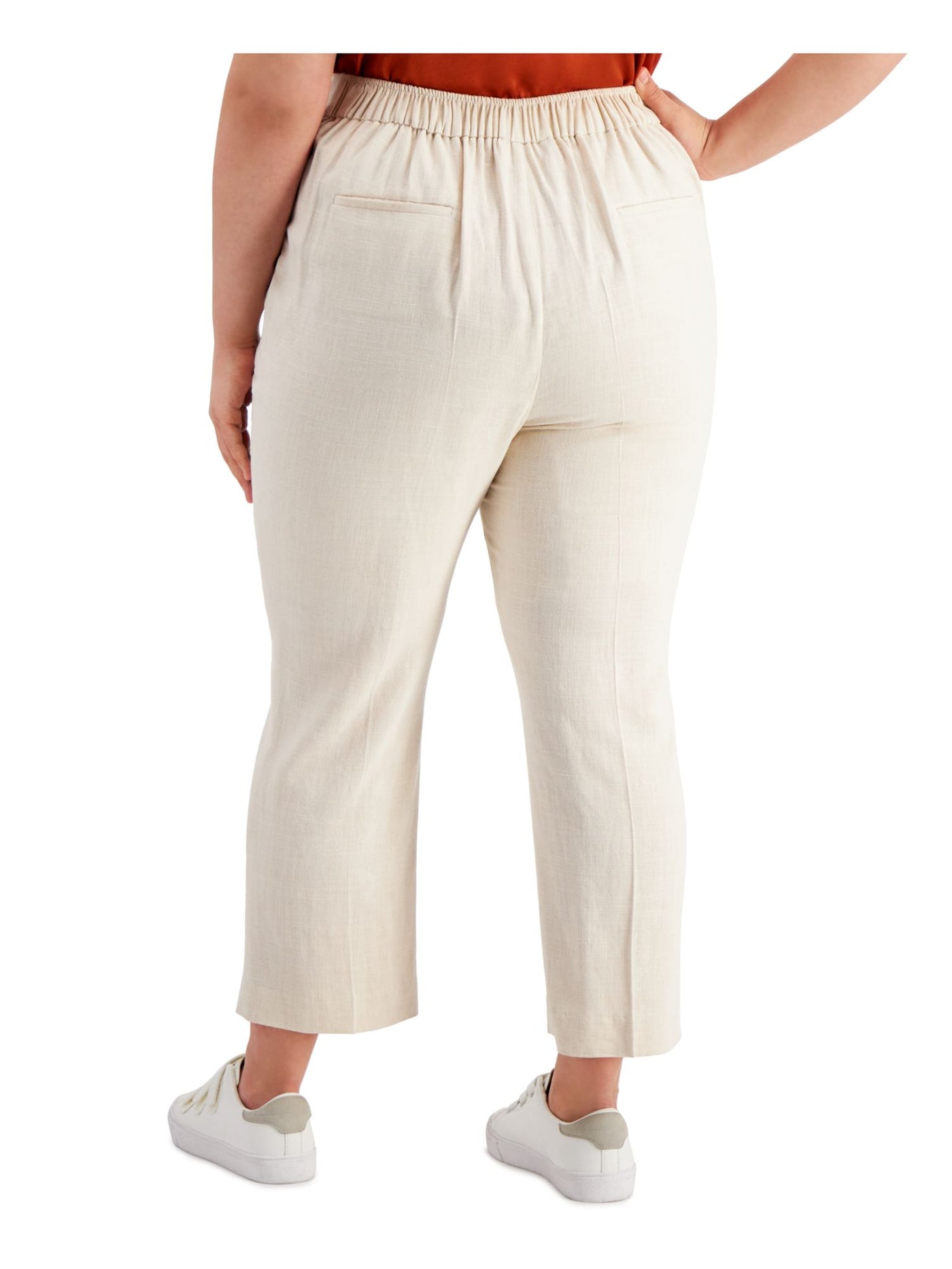 BAR III Womens Beige Pocketed Stretch Pull-on Wear To Work High Waist Pants Plus 20W