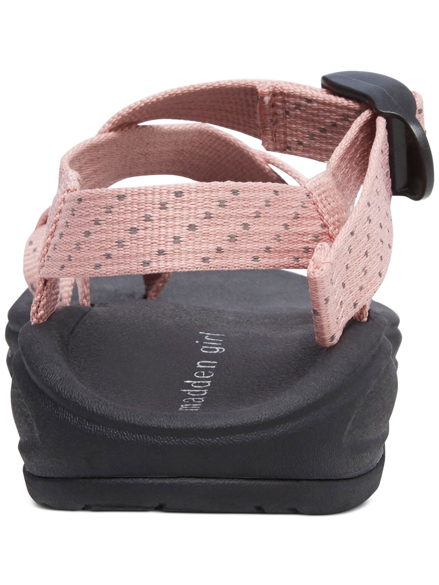 MADDEN GIRL Womens Pink Polka Dot Toe-Loop Ankle Strap Reflective Sun Round Toe Buckle Slingback Sandal 5.5 M