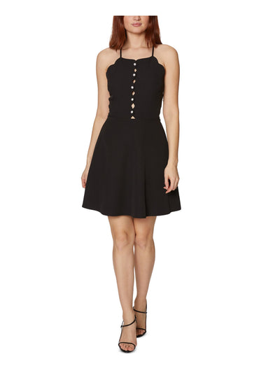 BETSEY JOHNSON Womens Embellished Zippered Spaghetti Strap Square Neck Short Party Fit + Flare Dress