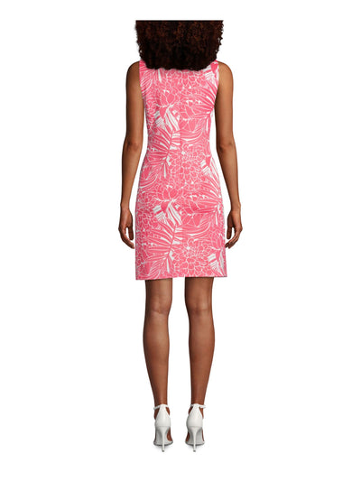 CAPPAGALLO Womens Coral Embroidered Floral Sleeveless Jewel Neck Above The Knee Cocktail Fit + Flare Dress 14