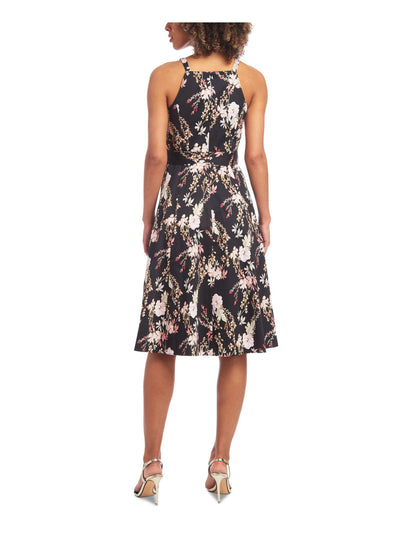 RACHEL RACHEL ROY Womens Pocketed Zippered Spaghetti Strap Square Neck Knee Length Evening Fit + Flare Dress