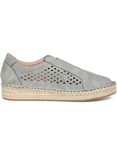 JOURNEE COLLECTION Womens Gray Goring Jute Trim Perforated Cushioned Kandis Round Toe Wedge Slip On Sneakers Shoes 11 M