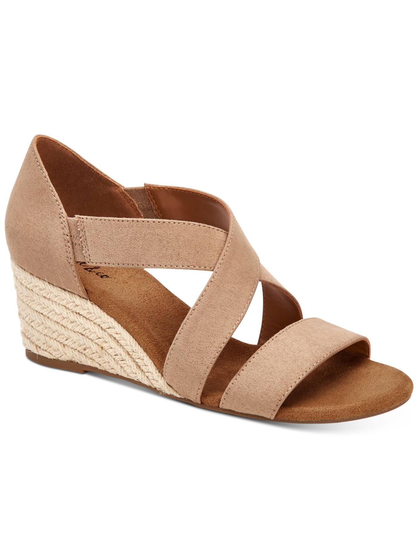 STYLE & COMPANY Womens Beige Padded Strappy Zaddie Almond Toe Wedge Slip On Espadrille Shoes 10 M