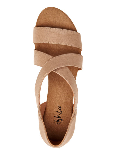 STYLE & COMPANY Womens Beige Padded Strappy Zaddie Almond Toe Wedge Slip On Espadrille Shoes 10 M