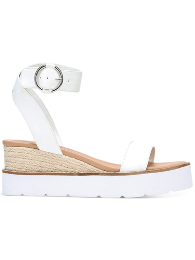 BAR III Womens White 1" Platform Adjustable Strap Cushioned Dessi Almond Toe Wedge Buckle Slingback Sandal M