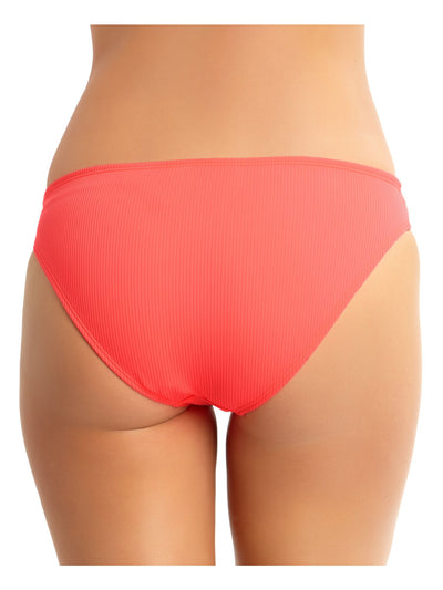 CALIFORNIA WAVES Women's Orange Stretch Lined Moderate Coverage Ribbed Hipster Swimsuit Bottom XS