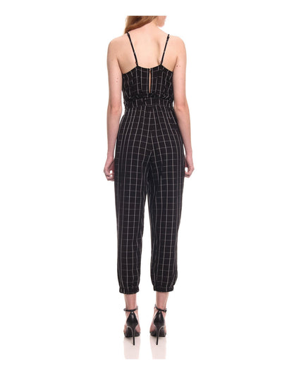 COLCCI Womens Black Plaid Spaghetti Strap V Neck Skinny Jumpsuit Size: 42