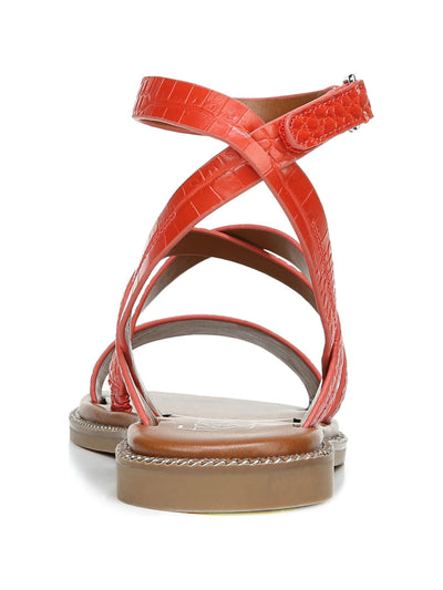 FRANCO SARTO Womens Orange Snake Print Ankle Strap Cushioned Kemmer Round Toe Buckle Gladiator Sandles 8.5 M