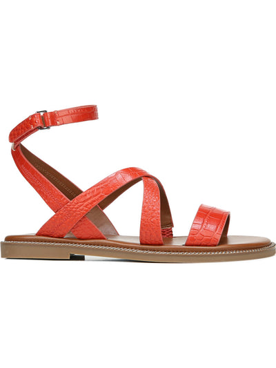 FRANCO SARTO Womens Orange Snake Print Ankle Strap Cushioned Kemmer Round Toe Buckle Gladiator Sandles 8.5 M