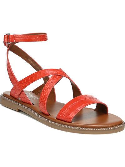 FRANCO SARTO Womens Orange Snake Print Ankle Strap Cushioned Kemmer Round Toe Buckle Gladiator Sandles 8.5 M