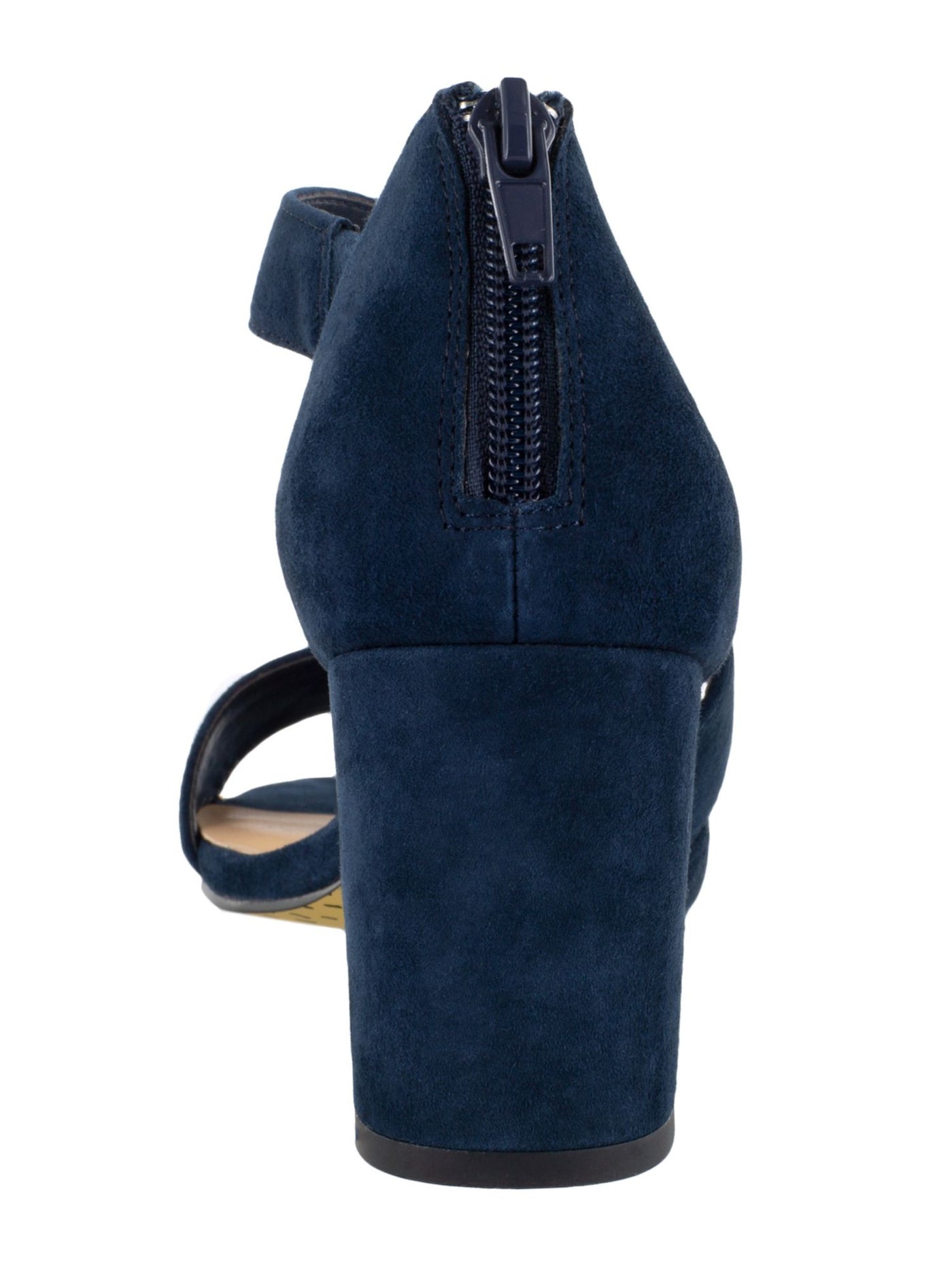BELLA VITA Womens Navy Goring Cushioned Asymmetrical Korrine Round Toe Block Heel Zip-Up Leather Slide Sandals 8 W