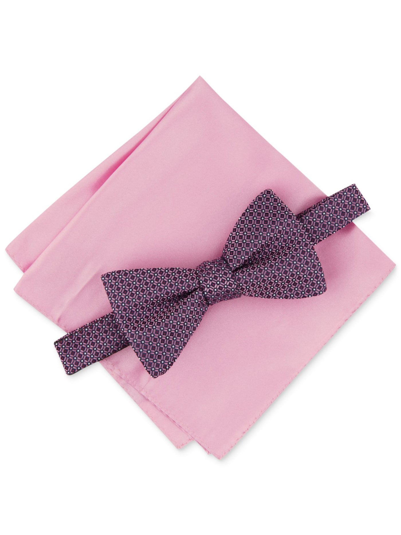 ALFANI Mens Pink Geometric Solid Pocket Square Textured Sets