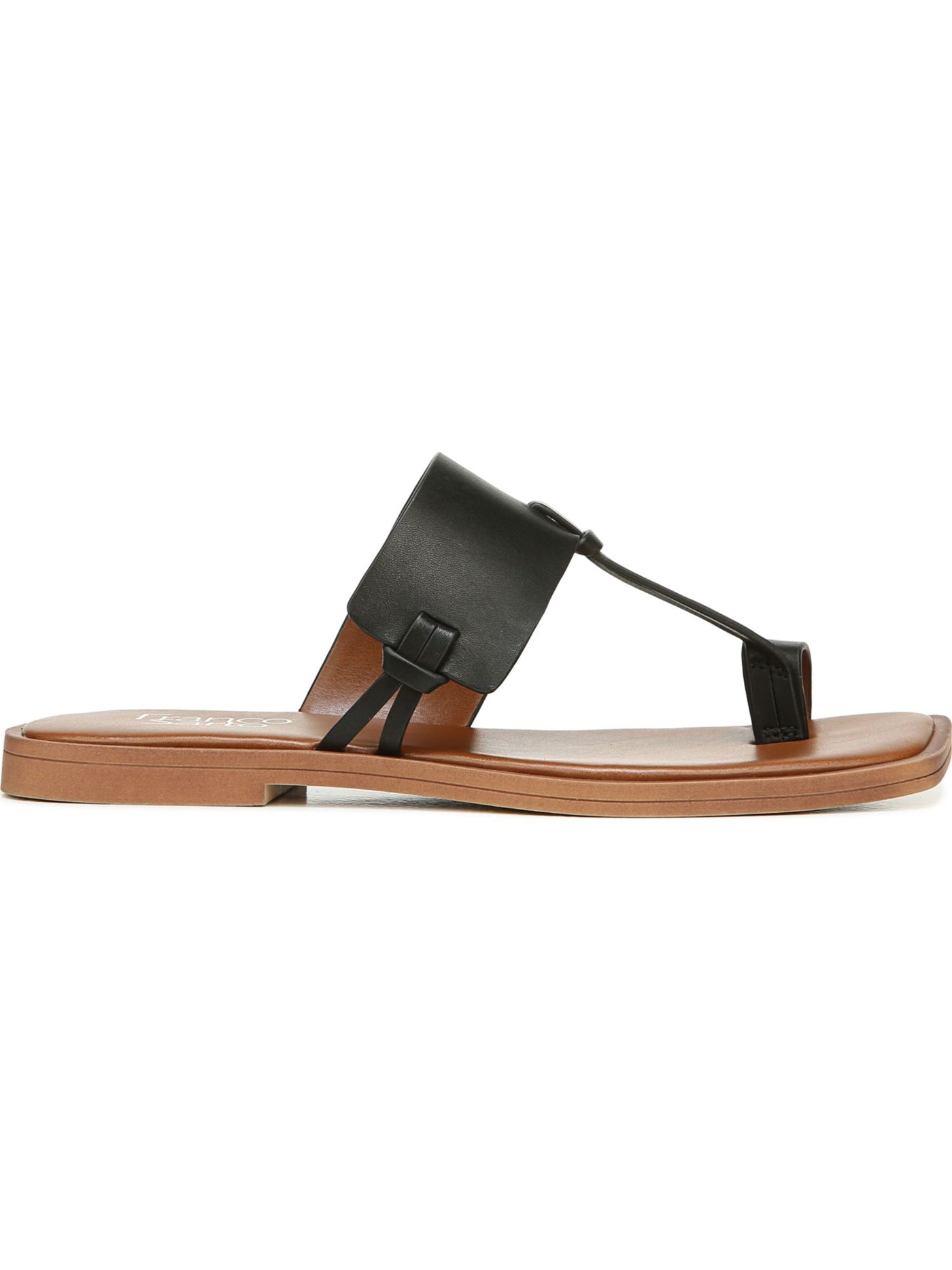 FRANCO SARTO Womens Black 1/2" Platform Braided Jute Detail Toe-Loop Asymmetrical Cushioned Brealyn Pointy Toe Wedge Slip On Slide Sandals 8.5 M