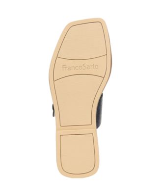 FRANCO SARTO Womens Black 1/2" Platform Braided Jute Detail Toe-Loop Asymmetrical Cushioned Brealyn Pointy Toe Wedge Slip On Slide Sandals Shoes M