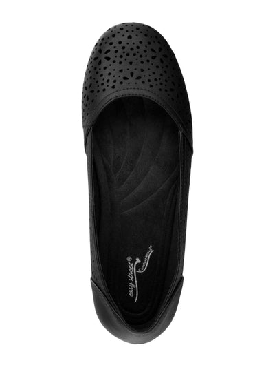 EASY MOTION Womens Black Perforated Cushioned Brooklyn Round Toe Slip On Ballet Flats 8.5