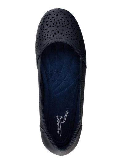 EASY STREET Womens Navy Perforated Cushioned Brooklyn Round Toe Slip On Ballet Flats 6