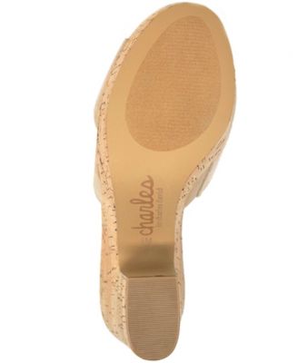 CHARLES BY CHARLES DAVID Womens Beige Cushioned Deploy Round Toe Block Heel Slip On Sandals Shoes M