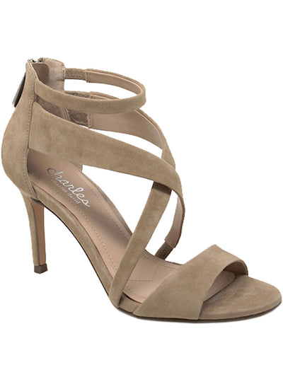 CHARLES BY CHARLES DAVID Womens Beige Cushioned Strappy Harrison Open Toe Stiletto Zip-Up Leather Dress Sandals Shoes 6