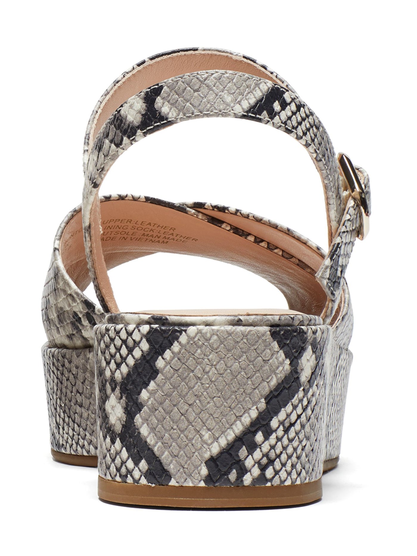 KATE SPADE NEW YORK Womens Gray Snakeskin Print Embossed Crisscross Padded Adjustable Ankle Strap Bunton Round Toe Platform Buckle Leather Sandals 8 B