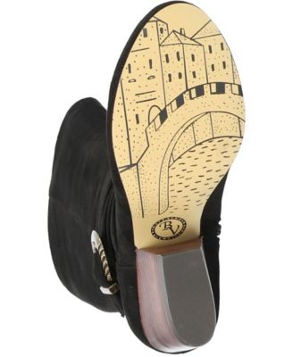 BELLA VITA Womens Black Harness Strap Buckle Accent Cicely Round Toe Stacked Heel Zip-Up Dress Riding Boot 10 M