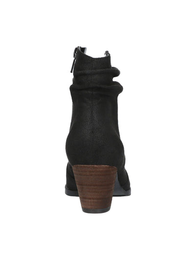 BELLA VITA Womens Black Slouch Western Style Padded Helena Round Toe Stacked Heel Zip-Up Booties 7 M