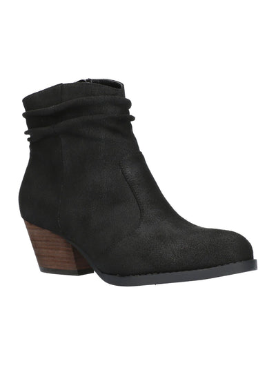 BELLA VITA Womens Black Slouch Western Style Padded Helena Round Toe Stacked Heel Zip-Up Booties 7 M