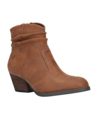 BELLA VITA Womens Brown Western Padded Helena Round Toe Block Heel Zip-Up Slouch Boot 6.5 M