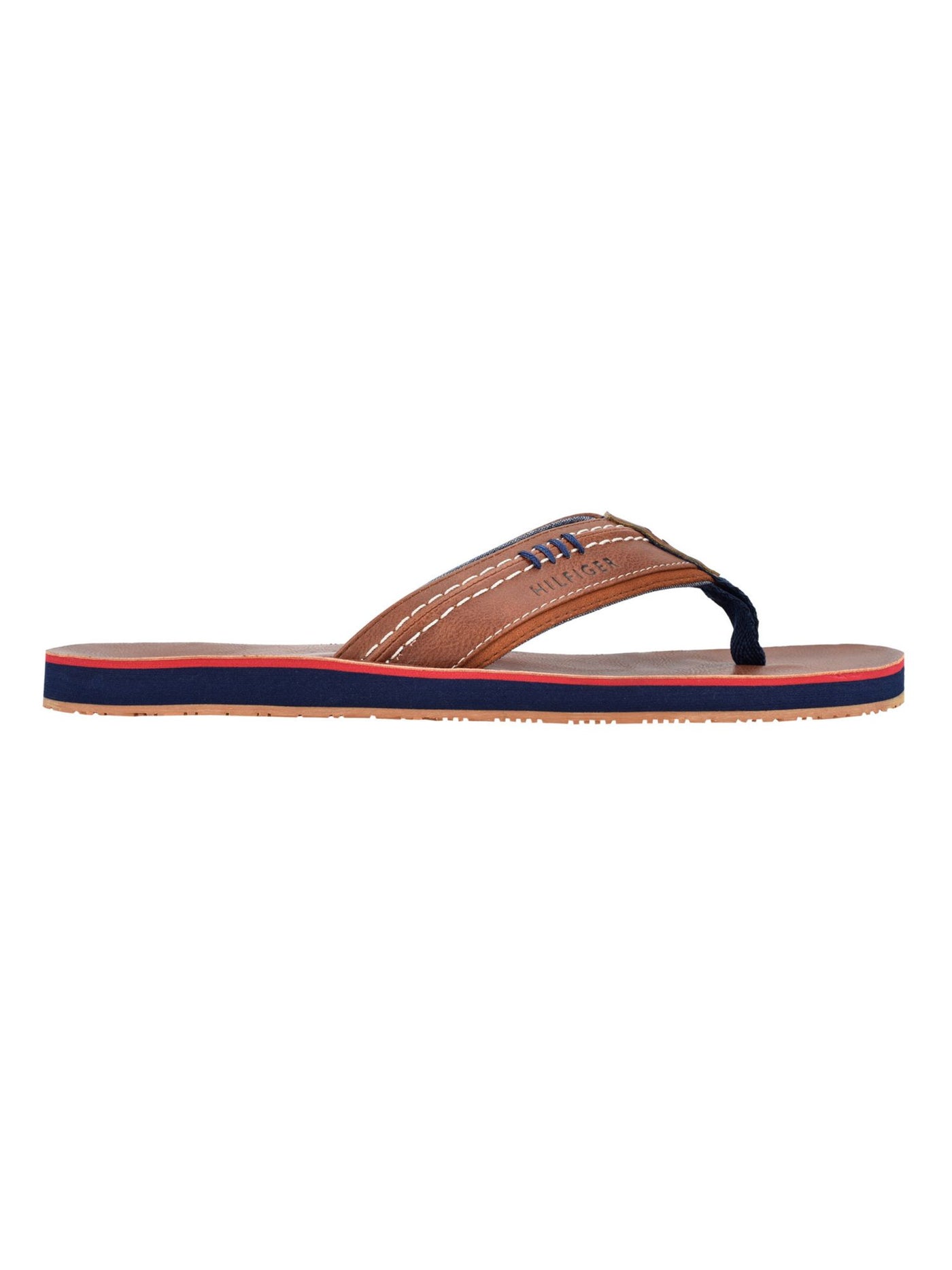 TOMMY HILFIGER Mens Brown Padded Destino Round Toe Slip On Flip Flop Sandal M