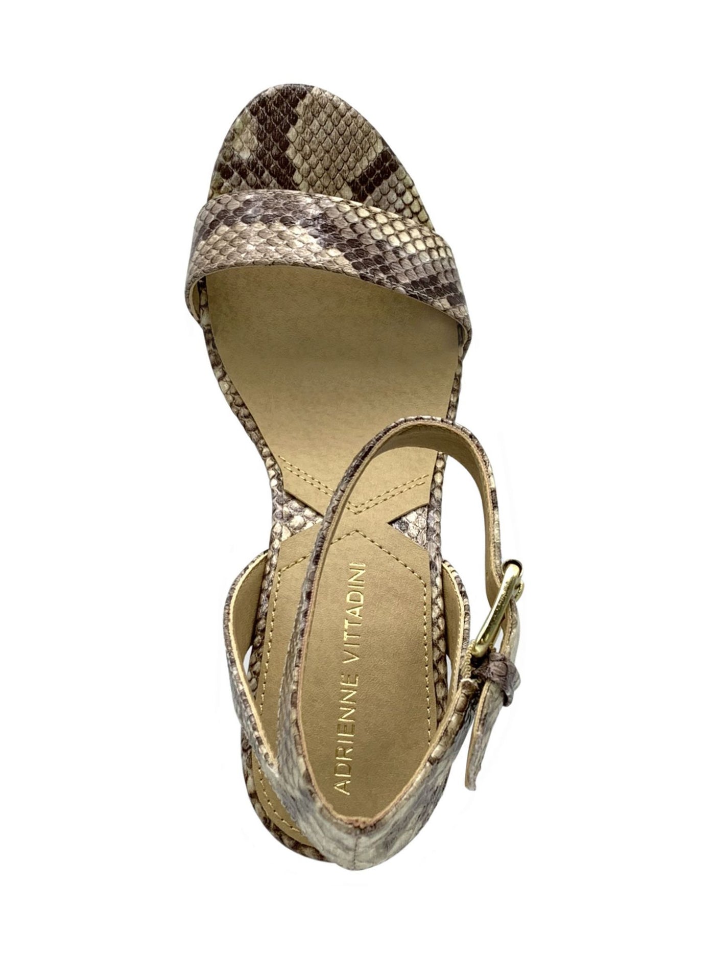 ADRIENNE VITTADINI Womens Beige Snake Skin Adjustable Wove Jute Padded Comfort Ankle Strap Stretch Cari Round Toe Buckle Dress Espadrille Shoes 9 M