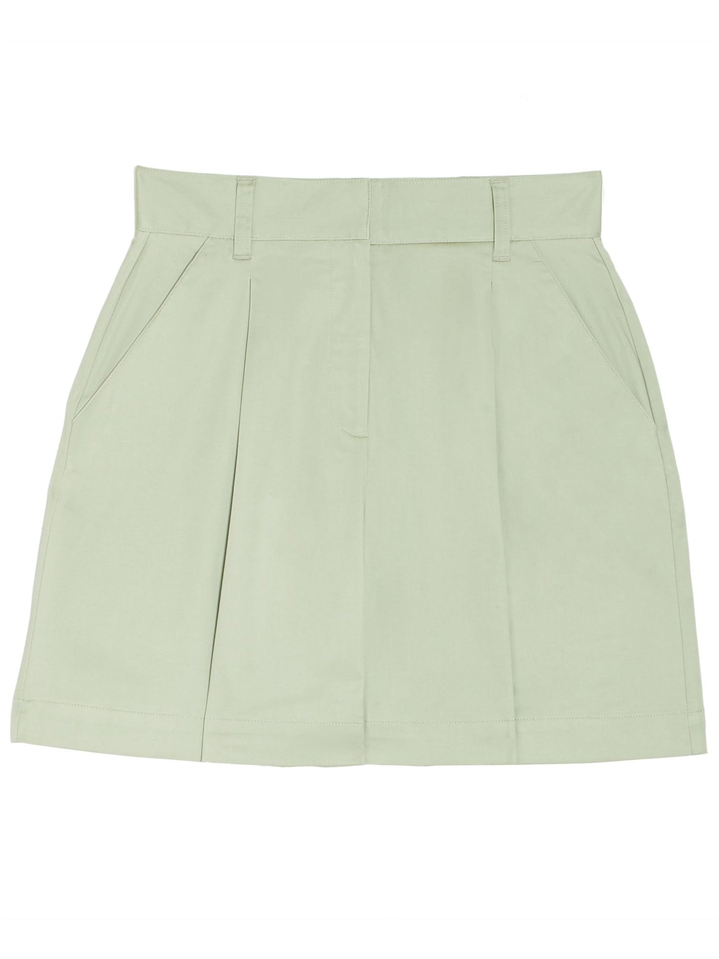 DANIELLE BERNSTEIN Womens Green Pleated Pocketed Poplin High Waist Shorts 10