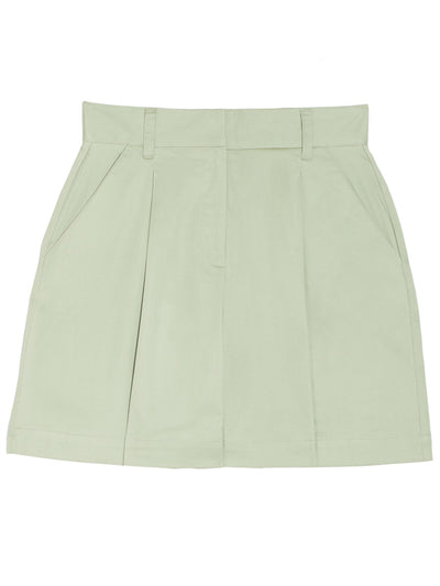 DANIELLE BERNSTEIN Womens Green Pleated Pocketed Poplin High Waist Shorts 14