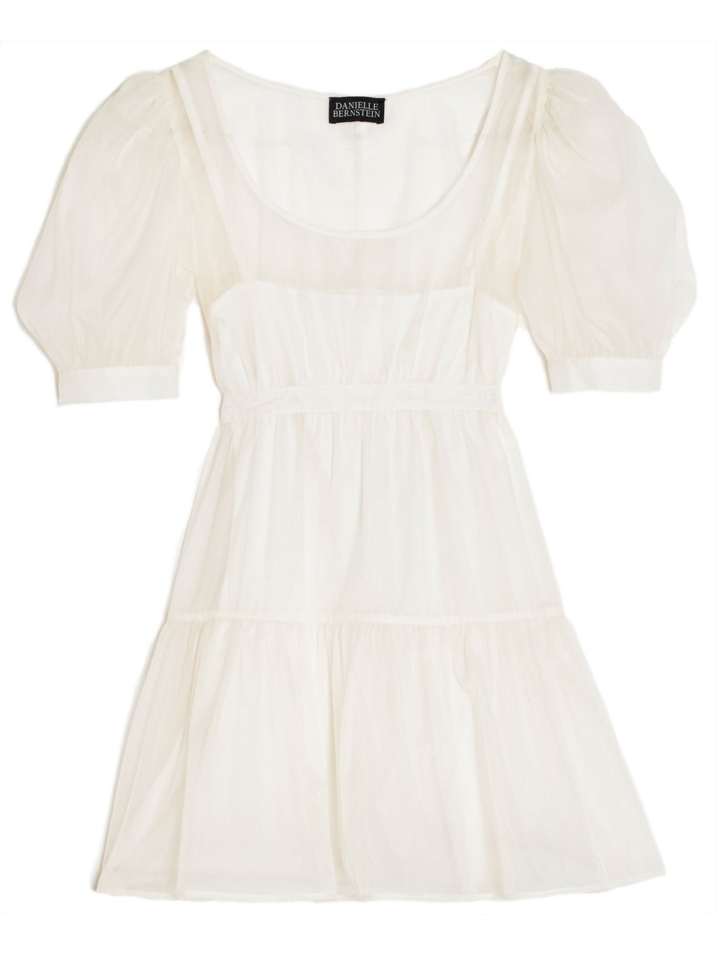 DANIELLE BERNSTEIN Womens Sheer Belted Short Sleeve Scoop Neck Above The Knee Fit + Flare Dress