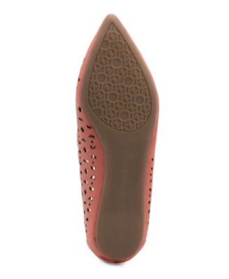 ADRIENNE VITTADINI Womens Coral Laser Cut Scalloped Padded Forst Pointed Toe Slip On Leather Flats Shoes M