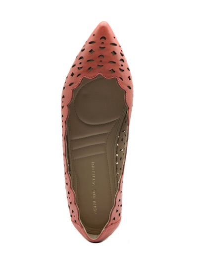 ADRIENNE VITTADINI Womens Coral Laser Cut Scalloped Padded Forst Pointed Toe Slip On Leather Flats Shoes 7 M