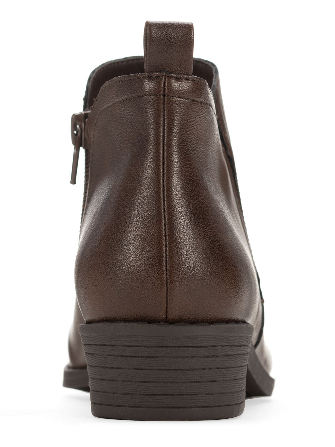 SUN STONE Womens Brown Heel Pull-Tab Cushioned Slip Resistant Goring Cadee Round Toe Block Heel Zip-Up Booties 8 M