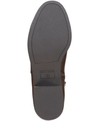 SUN STONE Womens Brown Heel Pull-Tab Cushioned Slip Resistant Goring Cadee Round Toe Block Heel Zip-Up Booties M