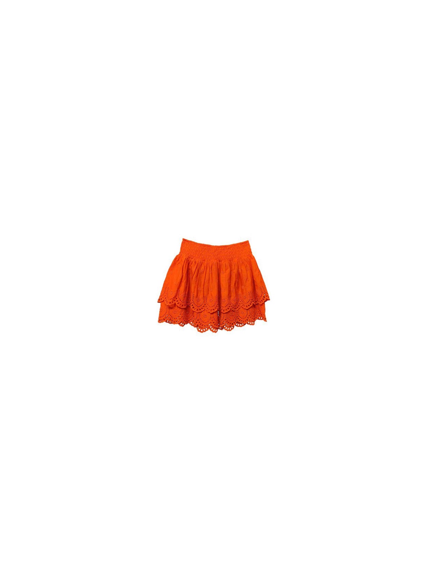 INC Womens Orange Lace Smocked Mini Ruffled Skirt L